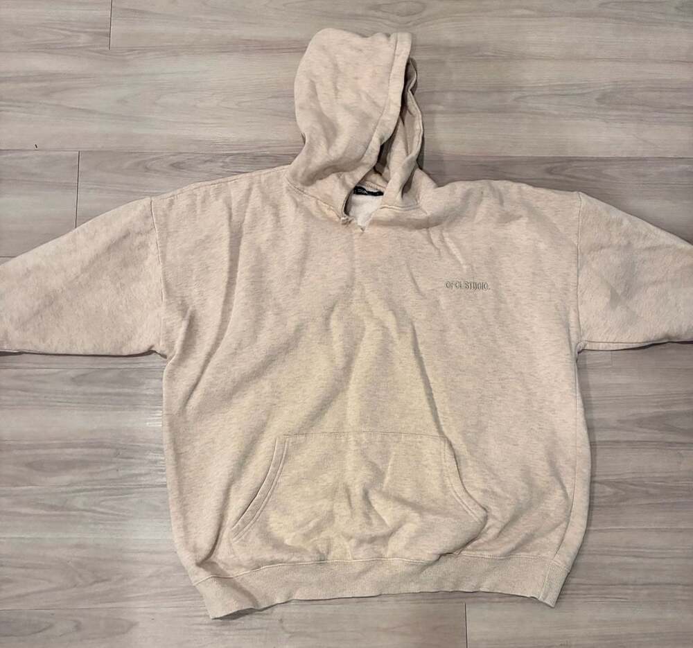 Boohoo Ofcl Studio Hoodie Size L Cream Heather Pullover